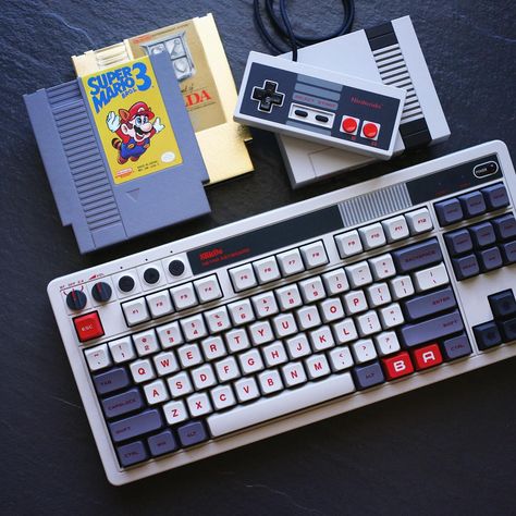 Taking a moment to appreciate the @8bitdo Retro Keyboard and how it perfectly captures the unique cassette futurism aesthetic of the NES era. ✨ — Gaming partners: @qual_bert @atomtanned Also check out tagged friends and favorites! #8bitdo #keyboard #mechanicakeyboard #mechkeyboard #cassettefuturism #formicapunk #retro #retrogaming #retrogamer #retrocollective #retrocollector #nintendofan #nintendogamer #nintendocollection #nintendolife #nintendo #gamerdad #gamingfolk #gamersofinstagram #ga... Retro Mechanical Keyboard, Nes Aesthetic, Futurism Aesthetic, Retro Keyboard, Keyboard Aesthetic, Cassette Futurism, Pc Build, Computer History, Retro Games