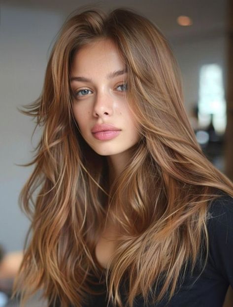 Light Caramel Hair Color, Light Caramel Hair, Warm Brunette Hair Color, Sunkissed Hair, Natural Brunette, Warm Hair Color, Warm Brown Hair, Oval Face Shape, Fall Blonde Hair