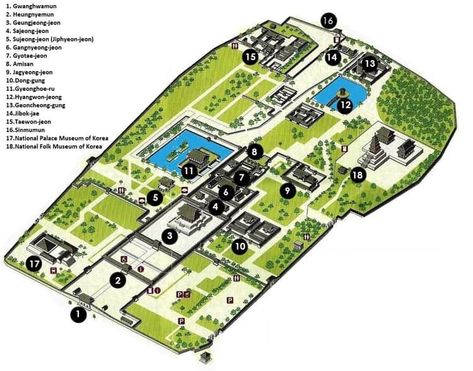 Gyeongbokgung Palace Map Ancient Korea, Gyeongbokgung Palace, Bukchon Hanok Village, Village Map, Seoul Travel, Asian Architecture, Location Inspiration, Model House Plan, Traditional Garden