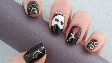 Phantom Of The Opera Nail Ideas, Theatre Nails, Phantom Of The Opera Nails, Nail Styles, Cute Nail Art, Hair Clothes, The Opera, Food Platters, Phantom Of The Opera