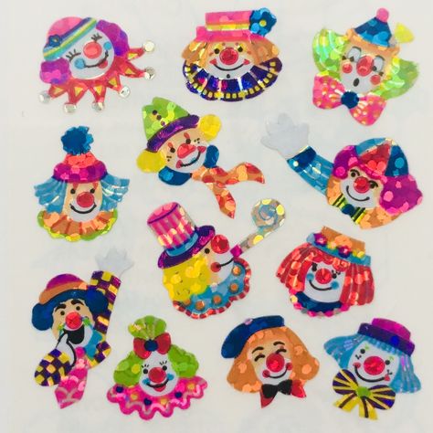 colorful clown stickers Clown History, Cute Clown Art, Cute Clown, Clowning Around, Kid Core, Cute Aesthetic, Pics Art, Sticker Collection, Sticker Book