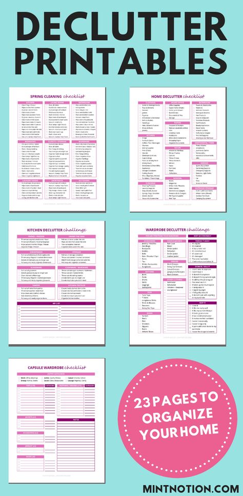 Clear Out Clutter, Home Binder Printables, Organize Wardrobe, Household Printables, Paper Organizing, Organizations Ideas, Decluttering List, Closet Declutter, Clearing Out Clutter