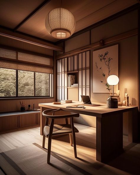 Diy Japanese Decor, Japanese Office Design, Wabi Sabi Home Decor, Japandi Interior Design, Zen Interiors, Japandi Interiors, Zen House, Japandi Home, Bloxburg Houses