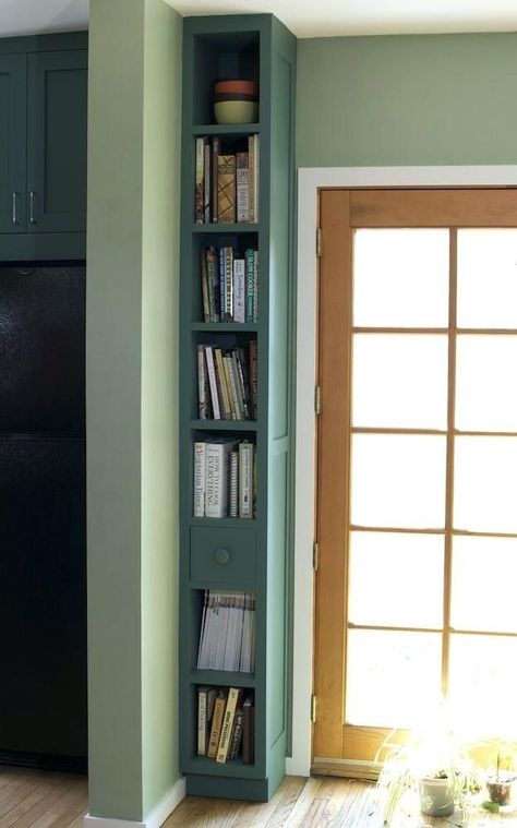 Narrow Bookcases - Ideas on Foter Tall Narrow Bookcase, Narrow Bookshelf, Narrow Shelves, Corner Bookshelves, Small Bookshelf, Bookcase Design, Entry Hallway, Space Decor, Living Room Diy