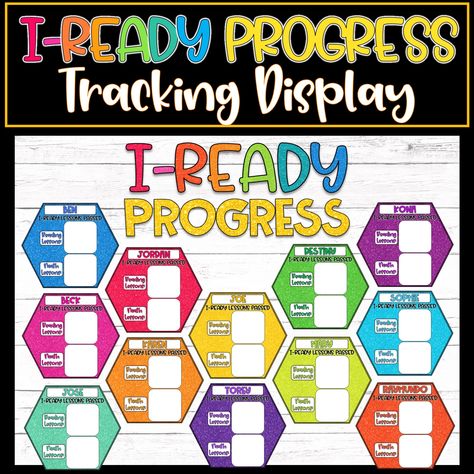 Manage your student's IReady progress with this bright and colorful bulletin board display! Motivate your students by giving them a visual of their progress! Suggested us: Laminate, post on bulletin board or door, and allow your students to manage their own progress with a whiteboard marker to further motivate them to do their best to pass lessons. Math Data Bulletin Boards, Reading Progress Bulletin Boards, Data Tracker Bulletin Board, Ar Tracking Bulletin Board Ar Points, Iready Reading Bulletin Board, Class Data Bulletin Board, I Ready Bulletin Board, Progress Monitoring Bulletin Board, I-ready Bulletin Board Ideas