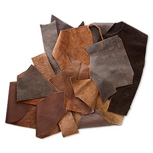 Leather scrap mix (natural / dyed), brown tones, mixed shape. Sold per 1/2 pound pkg. Diy Fairy Outfit, Trinket Trading, Farmer Wants A Wife, Driftwood Garden, Seed Bead Projects, Leather Scrap, Fairy Outfit, Leather Scraps, Leather Art