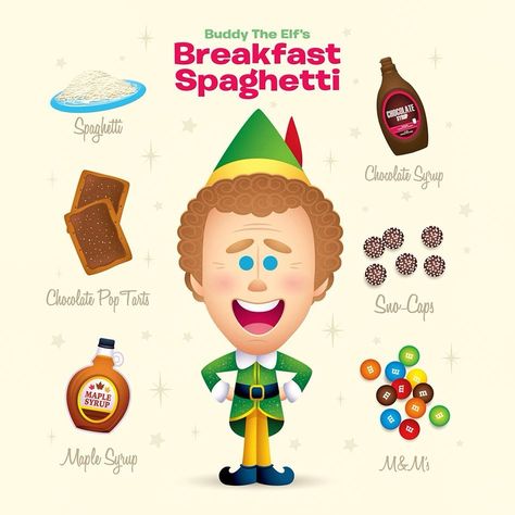 Jerrod Maruyama on Instagram: “Buddy The Elf’s Breakfast Spaghetti! Add a little holiday cheer to your kitchen! Available this Friday (Oct 16) at Noon PT @galleries1988…” Elf The Movie Spaghetti, Elf Spaghetti Recipe Buddy The, Elf Breakfast Spaghetti, Buddy The Elf Spaghetti Recipe, Buddy The Elf Dinner Party, Elf Movie Night Food Ideas, Buddy The Elf Movie Night, Elf Movie Activities, Buddy The Elf Food