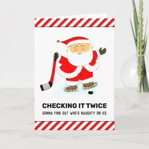 Sports Christmas Cards, Hockey Christmas Card, Funny Canada, Hockey Funny, Hockey Crafts, Hockey Christmas, Hockey Girlfriend, Holiday Design Card, Hockey Goalie