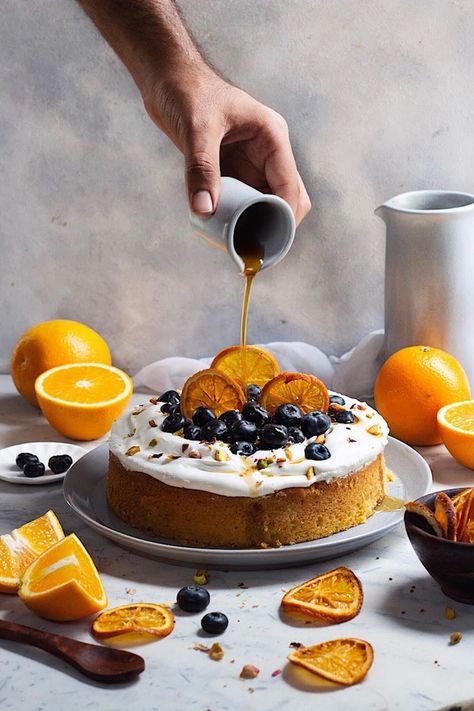 Cake With Mascarpone Frosting, Cake With Mascarpone, Mascarpone Frosting, Orange Cake, Let Them Eat Cake, Yummy Cakes, Blueberries, Eat Cake, Cake Desserts