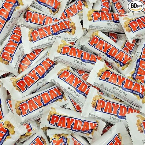 Amazon.com : PayDay Peanut and Caramel Snack Size Candy Bars - 60 Pieces Individually Wrapped Bulk Candy - 3 Pound (Pack of 1) : Grocery & Gourmet Food Payday Candy, Payday Candy Bar, Peanut Caramel, Werthers Original, Individually Wrapped Candy, Caramel Bars, Cream Candy, Soft Caramel, Caramel Candy