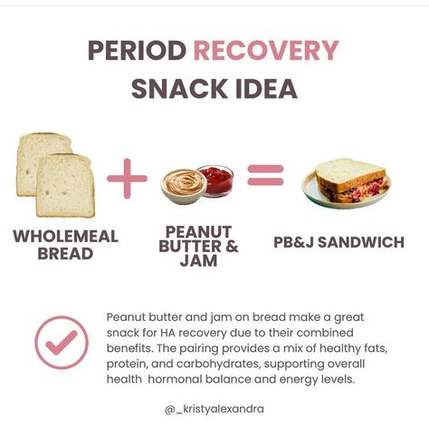 Peanut butter and jam on bread makes a great snack for HA (period loss) recovery due to their combined benefits. 🍞 The pairing provides a mix of healthy fats, protein, and carbohydrates, supporting overall health hormonal balance and energy levels. Are you currently in HA recovery and don’t know what the best way to nourish your body is? ✨ I know how frustrating it is when your period goes MIA, leaving you feeling stressed and unsure of what to do next. The endless cycle of trying and ... Period Snacks, Period Recovery, Bread Jam, Butter Bread, Breakfast Salad, Hormonal Balance, Nourish Your Body, Breakfast Meal Prep, Hormone Balancing