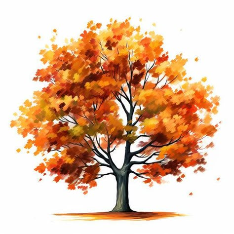 Fall Tree Clipart in Oil Painting Style: 4K Vector Clipart Paintings Of Fall Leaves, Fall Tree Painting Easy, Tree Painting Easy, Confectionery Design, Fall Tree Painting, Art Exploration, Tree Watercolor Painting, Digital Banners, Fall Tree