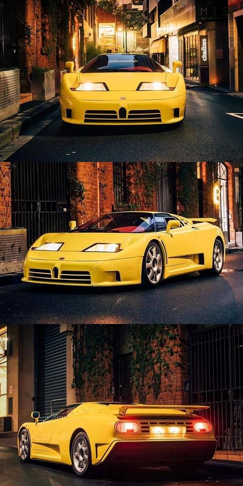 Yellow-On-Red Bugatti EB110 Is The Ultimate 90's Supercar. And it's for sale right now. Yellow Bugatti, Red Bugatti, Jdm Retro, W16 Engine, The Most Expensive Car, 90s Cars, Super Car Bugatti, Bugatti Models, Sports Cars Bugatti