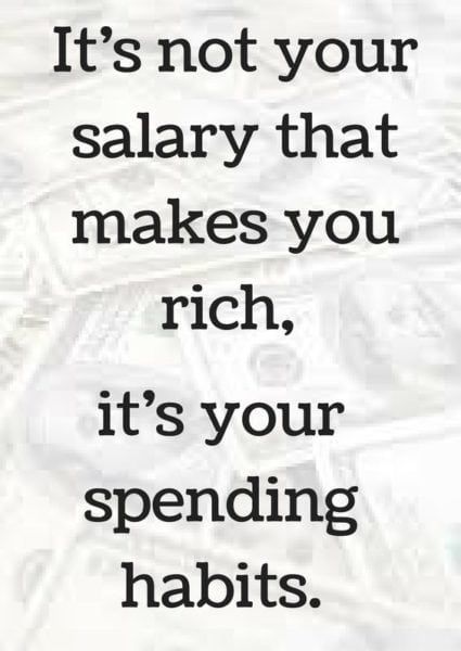 It's not your salary that makes you rich, its' your spending habits! Financial Quotes, Finance Quotes, 25th Quotes, Money Management Advice, Financial Peace, Life Quotes Love, Spending Habits, Wealth Creation, Financial Tips