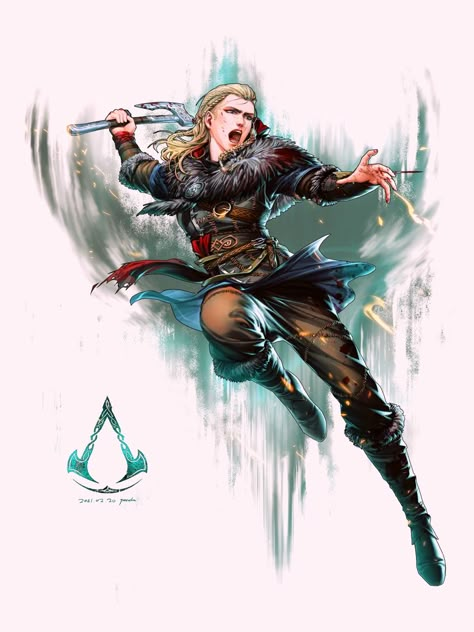 Blonde Female Assassin, Evior Assassin's Creed, Eivor Assassin Creed Valhalla, Zimmer Design, Ac Valhalla, Female Assassin, Assassins Creed Syndicate, Assassins Creed Art, Assassin's Creed Valhalla