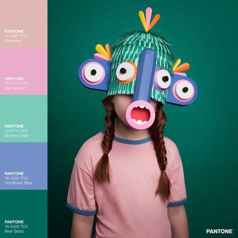 Masking Time — Kid's Pattern Alien Mask, Paper Craft Work, Mascaras Halloween, Pantone Colour Palettes, Green Orchid, Spring Color Palette, Paper Mask, Colossal Art, Pink Spring