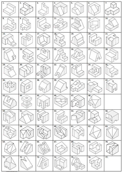 Isometric Sketch, Isometric Drawing Exercises, Isometric Shapes, Autocad Isometric Drawing, Orthographic Drawing, Geometric Shapes Drawing, Architecture Drawing Sketchbooks, Isometric Drawing, Architecture Design Sketch