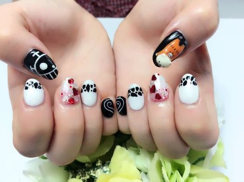 Pirate Nail Art, Pirate Nails, One Piece Trafalgar Law, Law Trafalgar, Trafalgar D Water Law, Law One Piece, Heart Pirates, Anime Nails, Korean Nails