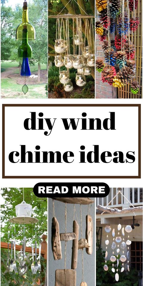 The wind chimes not only can decorate but also bring funny sounds to your house. If you feel your backyard is too monotonous and faint, these wind chimes can help beautify and bring the fun that you are looking for. Glass Jar Wind Chime, Flower Pot Wind Chime, Wind Chimes Recycled Materials, Wood Chimes Diy, Easy Diy Wind Chimes, Wind Chimes Craft Unique, Christmas Wind Chimes Diy, Driftwood Wind Chime Ideas, Wooden Wind Chimes Diy