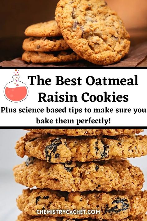 This oatmeal raisin cookie recipe is one of the easiest you can make! These are soft and chewy! We also share science based tips so you can make sure they are baked to perfection Oatmeal Raisin Cookies Chewy Soft, Oatmeal Raisin Cookie Recipe, Best Oatmeal Raisin Cookies, Raisin Cookie Recipe, Oatmeal How To Make, The Best Oatmeal, Oatmeal Raisin Cookie, Cookies Chewy, Raisin Cookie