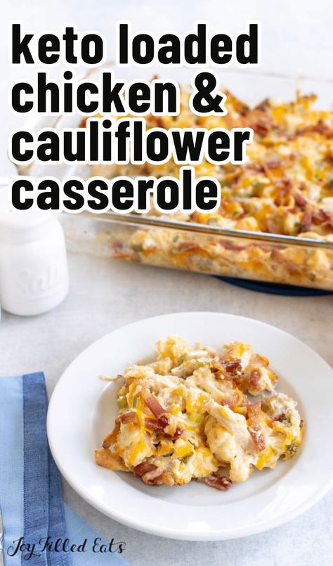 Keto Chicken Cauliflower Casserole Recipe | Low Carb Chicken Cauliflower Casserole Keto, Califlower Casseroles Low Carb, Low Carb Hashbrown Casserole, Chicken And Riced Cauliflower Recipes, Low Carb Meals For A Crowd, Low Carb Recipes With Chicken, Cauliflower Chicken Recipes, Chicken And Cauliflower Recipes, Cauliflower Casseroles