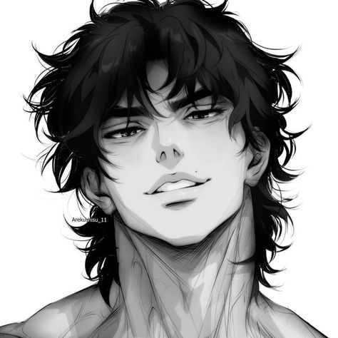 Guy Anime Reference, Manga Guy Drawing, Baki Anime Characters, Hot Manga Character Icon, Long Haired Men Art, Hot Male Drawing, Muscular Anime Guy, Handsome Anime Characters, Digital Art Men