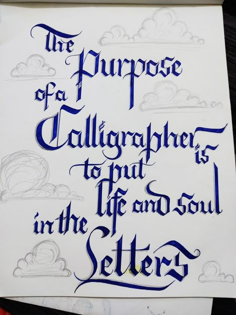 The purpose of a calligrapher is to put life and soul in letters... Follow me for more English Calligraphy Quotes, English Calligraphy Letters, People As Cartoons, Me Calligraphy, Calligraphy Writing Styles, Calligraphy Quotes Doodles, Typography Drawing, English Calligraphy, Handwriting Examples