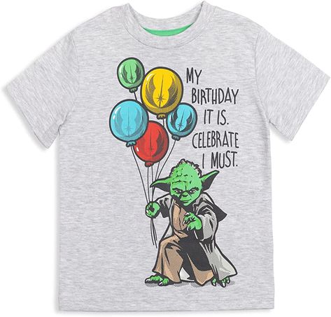 Yoda Birthday, Birthday Blast, Holding Balloons, Dark Lord Of The Sith, Boy Activewear, The Sith, Star Wars Yoda, Birthday Tee, Soft Clothes