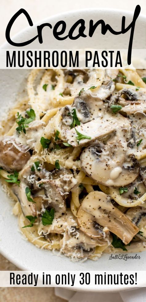 Chunky Chef, Mushroom Recipes Pasta, Creamy Mushroom Pasta, Creamy Pasta Recipes, Easy Pasta Dishes, Meatless Dinner, Savory Food, Parmesan Sauce, Pasta Dinners