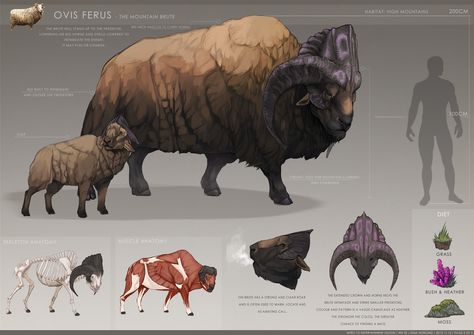 ArtStation - The Crow and the Sheep - 2, Dina Norlund Post Apocalyptic Animals, Were Animals, Sheep Character Design, Animal Rpg, Dina Norlund, Earth Creature, Fantasy Animal Art, Creature Artwork, Fantasy Beasts