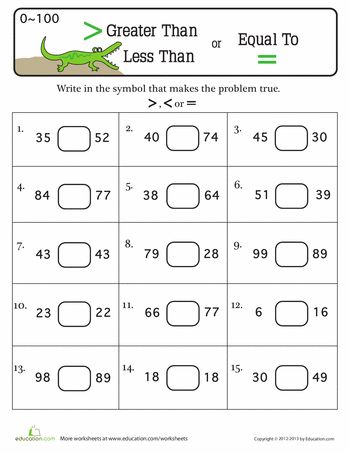 Worksheets: Greater Than, Less Than, Equal To? Nice for Dillon and Lukey Worksheets 1st Grade, Greater Than Less Than, First Grade Math Worksheets, Numbers Worksheets, Comparing Numbers, First Grade Worksheets, 1st Grade Math Worksheets, Second Grade Math, Ten Frames