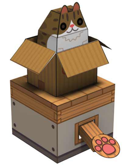 Paperized: Internet Box Cat Papercraft Paper Toys Template, Paper Doll Template, Paper Toy, Cat Box, 3d Paper Crafts, Happy Art, 3d Paper, Paper Toys, Paper Models