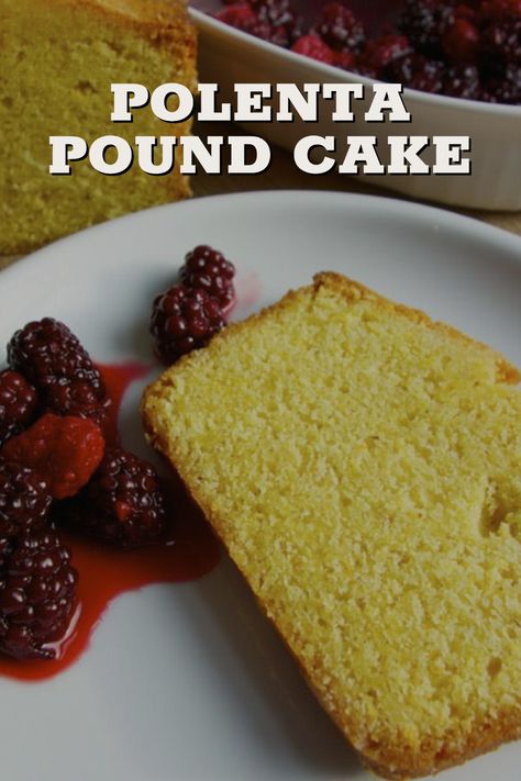 This Polenta Pound Cake is surprisingly simple, and packed with flavors of lemon, vanilla, and thyme. Made using Janie’s Mill Organic Frederick White Wheat Flour and Golden Yellow Cornmeal, this easy recipe produces a beautiful golden cake that pairs well with fresh berries. Gluten Free Cornmeal Cake, Lemon Cornmeal Pound Cake, Polenta Cakes Dinner, Orange And Polenta Cake, Polenta Cakes Sweet, Cake With Fresh Fruit, Cornmeal Polenta, Mill Flour, Cornmeal Cake