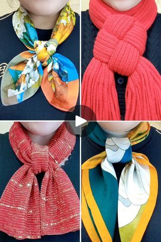 Tie A Scarf Around Your Neck, Tie Scarf Around Neck, How To Tie Scarf Around Neck, How To Tie A Scarf Around Your Neck, Scarf Around Neck, Swimsuit Coverup Ideas, Small Neck Scarves, Tie A Scarf, Scarf Knots