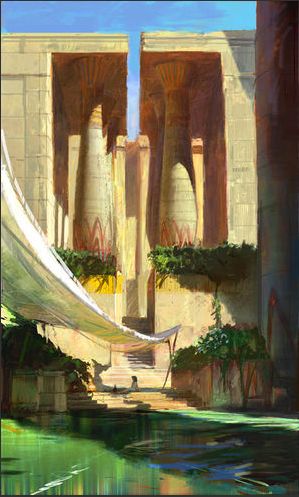 Craig Mullins: www.goodbrush.com Egyptian Concept Art, Egyptian City Art, Ancient Egypt City Concept Art, Egyptian Palace Fantasy Art, Ancient Egyptian City Concept Art, Egyptian Landscape Art, Craig Mullins, Ancient Egyptian Architecture, Egypt Concept Art