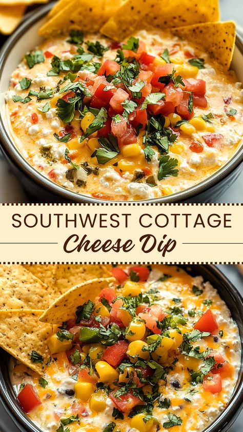 Creamy, zesty, and packed with flavor, this Southwest Cottage Cheese Dip is perfect for any gathering! Made with fresh ingredients like cottage cheese, spicy jalapeños, and vibrant herbs, it’s a nutritious snack that doesn’t skimp on taste. Great for game days or as a light appetizer. Save this recipe for your next party! Spicy Cottage Cheese, Spicy Cottage Cheese Dip, Cottage Cheese Peppers, Cottage Cheese Appetizers, Cottage Cheese Recipes Low Carb, Cottage Cheese Dips Recipes, Cottage Cheese Recipes Lunch, High Protein Cottage Cheese Recipe, Cottage Cheese Snack Ideas