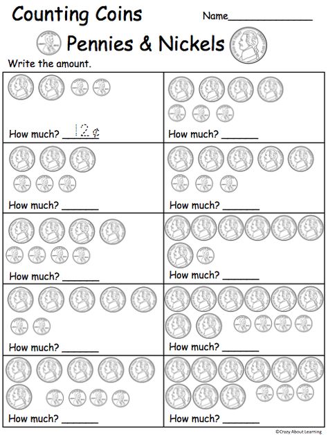 Free Counting Money Pennies & Nickels Worksheet - Madebyteachers Nickel Worksheet, Penny And Nickel Worksheets, Money Addition Worksheet, Christmas Money Worksheets, Money Math Worksheets Free Printable, Money Math Worksheets Free Printable Kindergarten, Money Worksheets 1st Grade, Money Worksheets 2nd Grade, First Grade Money Worksheets Free