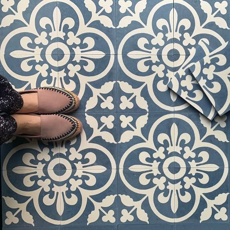 Utility Toilet, Otto Tiles, Stable House, Navy Blue Tile, Cement Floor Tiles, Tiled Hallway, Beautiful Tiles, Navy Blue Colour, London Road