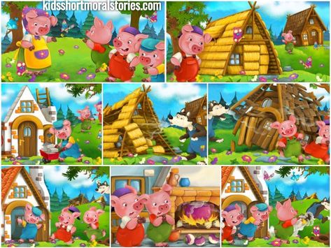 Three Little Pigs Story Short Story With Pictures, Story Sequencing Pictures, Hare And Tortoise, Story With Pictures, Picture Story For Kids, Three Little Pigs Story, Sequencing Pictures, The Three Little Pigs, Pig Pictures