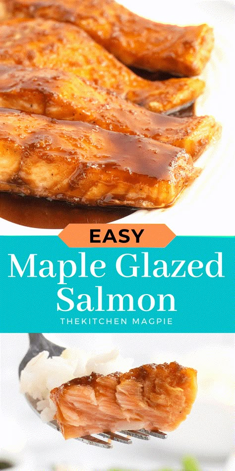 Maple Glazed Salmon Fish Glaze Recipe, Maple Bacon Salmon, Salmon With Maple Glaze, Maple Glazed Smoked Salmon, Maple Glazed Salmon Oven, Salmon Recipes Baked Maple Syrup, Maple Salmon Recipes Baked, Maple Glaze For Salmon, Maple Syrup Salmon Recipes