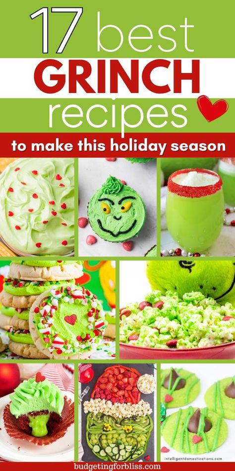 Looking for easy Grinch recipes for your holiday movie night? Find 17 festive holiday Grinch recipes to celebrate the true meaning of Christmas. Kids (and adults) will love these fun Grinch cookies, cupcakes, popcorn recipes and more. These easy Grinch desserts and snacks are perfect for parties this holiday season. Grinch Popcorn Recipe, Grinch Desserts, Grinch Recipes, Grinch Snack, Recipes For Fun, Easy Christmas Cookies Decorating, Grinch Cookies, The True Meaning Of Christmas, Holiday Movie Night