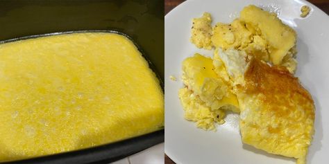 Eggs In A Crockpot, Crockpot Scrambled Eggs, Scrambled Eggs Without Milk, Eggs In Crockpot, Cheesy Eggs, Breakfast For A Crowd, Eating Alone, Cooked Apples, Cooked Breakfast