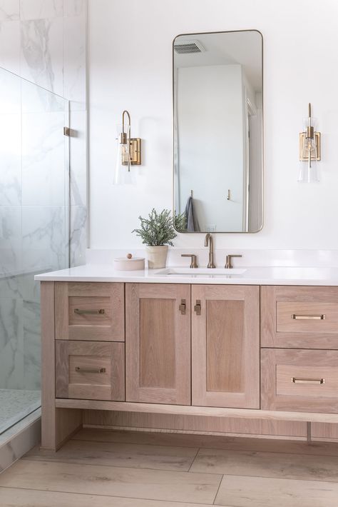 White Oak Primary Bathroom – CKF Rift Sawn White Oak Bathroom Vanity, Bathroom With White Oak Floors, White Oak Bathroom Vanity Gold Hardware, White Washed Bathroom Vanity, White Oak Floor Bathroom, White Oak And White Cabinets Kitchen, White Oak Bathroom Floor, White Oak Double Vanity Bathroom, White Oak Cabinets Bathroom