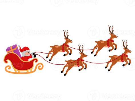 Reindeer Flying, Santa Flying, Santa Claus And Reindeer, Fly Drawing, Flying Reindeer, Free Png, The Christmas, Png Images, Reindeer