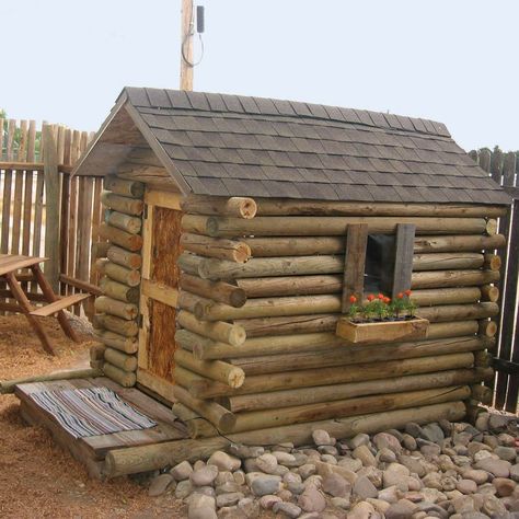 Printable plans and a materials list show you how to build a shed that’s dollar-savvy and full of storage. Keep reading to learn more. Log Shed, Diy Log Cabin, Log Cabin Sheds, Eco Construction, Garden Playhouse, How To Build A Log Cabin, Shed Construction, Build A Playhouse, Small Log Cabin