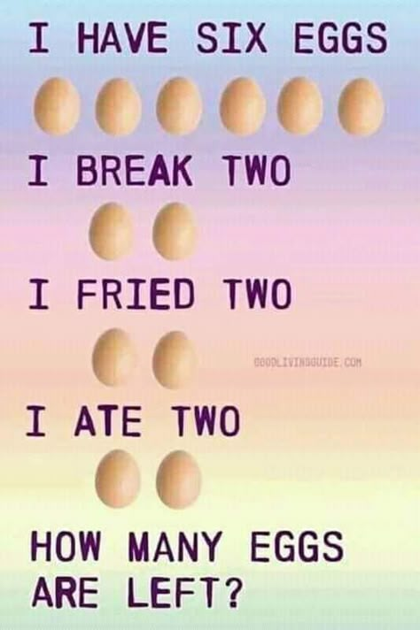 I have Six Eggs Math Riddles Brain Teasers, Funny Brain Teasers, Fun Riddles With Answers, Fun Riddles, Funny Riddles With Answers, Brain Teasers With Answers, Brain Teasers Riddles, Brain Teasers For Kids, Hard Riddles