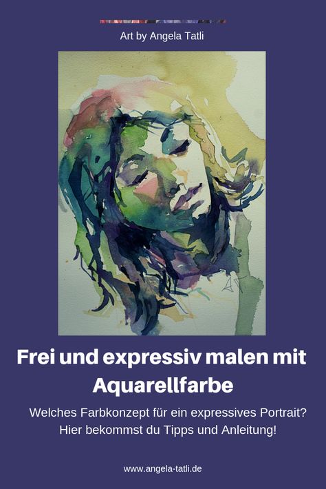 In meiner "Freien Malbibliothek" findest du Anleitung für die expressive Aquarellmalerei! #malenlernen #malerei #aquarelle #aquarellmalerei #portraits #portraitsmalerei #aquarellieren Grafic Art, Creative Art, Drawings, Art