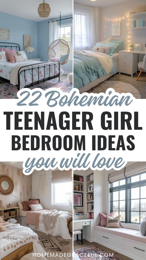 boho teen girl bedroom ideas Teen Day Bed, Young Teen Girl Bedroom Ideas, Ideas For A Teenage Girls Bedroom, Teen Room For Girls Teenagers, Youth Girls Bedroom Ideas, Teen Girl Room Makeover Ideas, Girls Bohemian Bedroom Ideas, Teens Room Decor Ideas, Wall Decor For Teenage Girls Room