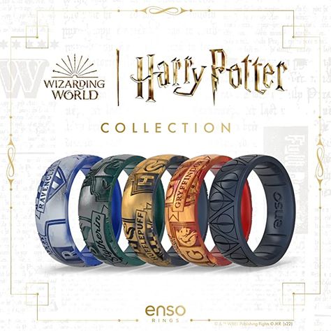 Enso Rings Wizarding World of Harry Potter Collection - Comfortable Silicone Rings - Hogwarts Houses to Deathly Hollows Harry Potter Wedding Rings, Deathly Hollows, Harry Potter Ring, Harry Potter Couples, Enso Rings, Harry Potter Wedding, Harry Potter Houses, Harry Potter Collection, Inexpensive Wedding Venues