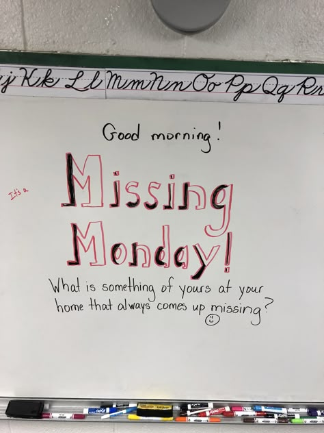 Missing Monday Monday Bell Ringer Prompts, Monday Morning Message Classroom, Monday Whiteboard Question, Monday Question Of The Day, Monday Whiteboard Message, Monday Whiteboard Prompt, Monday Morning Message, Morning Prompts, Morning Questions